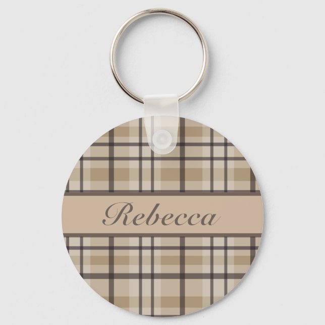 Personalised hurricane and sandrift  plaid pattern key ring (Front)