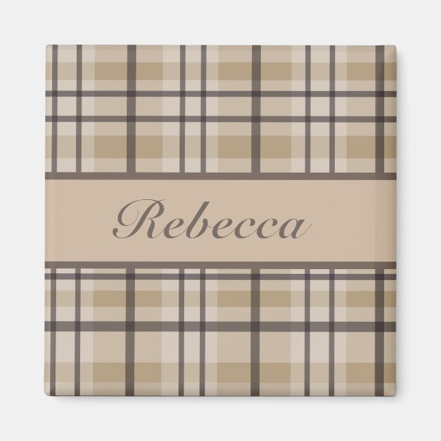 Personalised hurricane and sandrift  plaid pattern magnet (Front)
