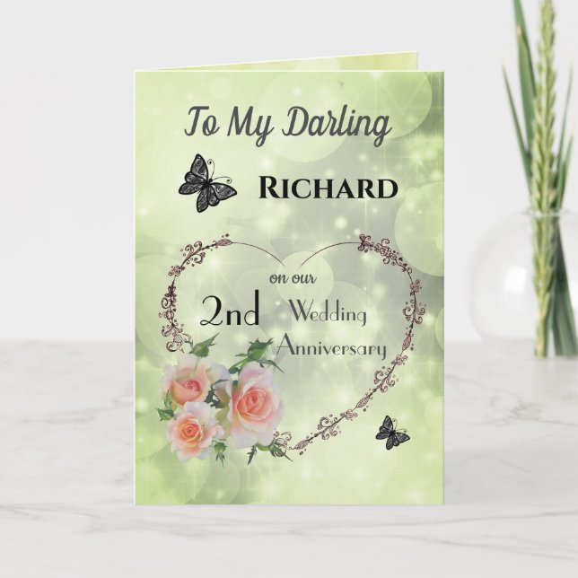 Personalised Husband 2nd Anniversary Greeting Card (Front)