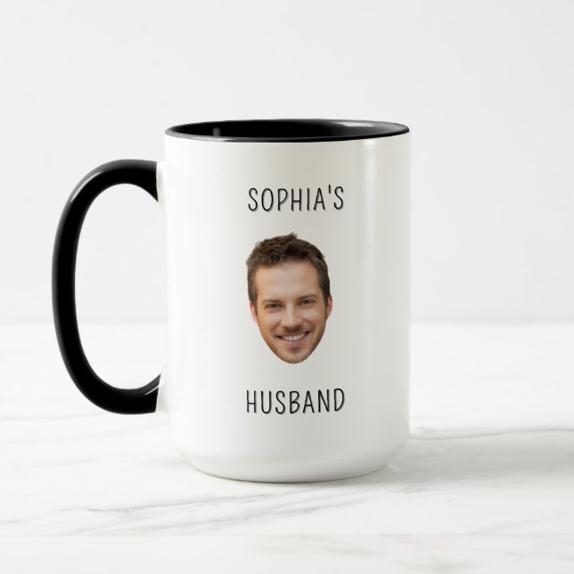 Personalised Husband Gift Fiancé Photo Face Gift Mug (Left)