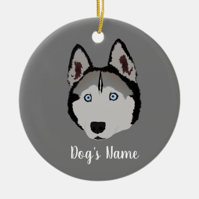 Personalised Husky Ceramic Ornament (Front)