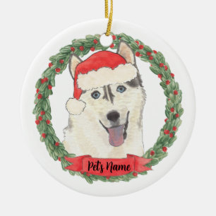 Personalised Husky Christmas Ceramic Ornament