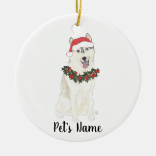 Personalised Husky Christmas Ceramic Ornament