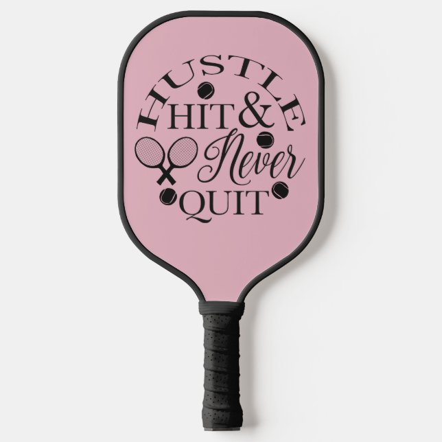 Personalised Hustle Hit & Never Quit Pickleball Paddle (Front)