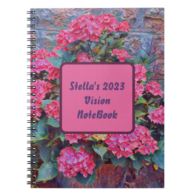 Personalised hydrangea paint Vision notebook 2023 (Front)