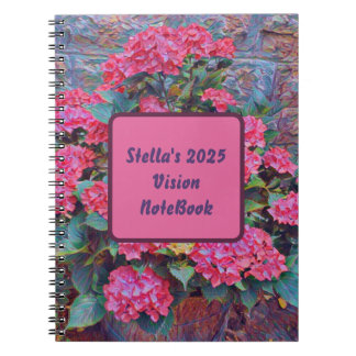 Personalised hydrangea paint Vision notebook 2025