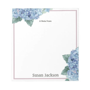 Personalised Hydrangea Pink and Blue Notepad