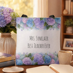 Personalised Hydrangea Teacher Thank You Tote Bag