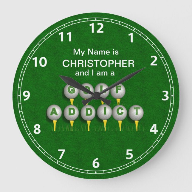Personalised I am a Golf Addict Large Clock (Front)