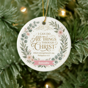 Personalised I Can Do All Things Through Christ Ceramic Ornament
