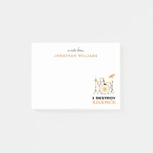 Personalised I Destroy Silence Funny Drummer Post-it Notes