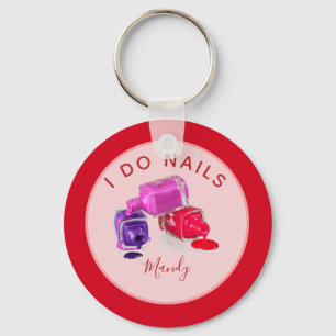 Personalised I Do Nails Glitter Keychain