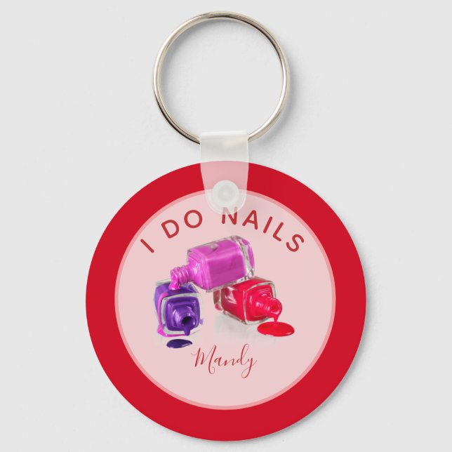 Personalised I Do Nails Glitter Keychain (Front)