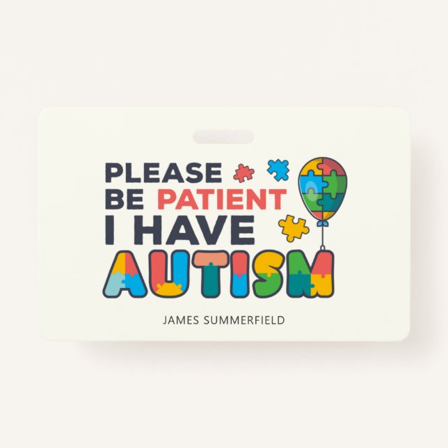Personalised I Have Autism ID Badge (Front)