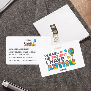 Personalised I Have Autism ID Badge