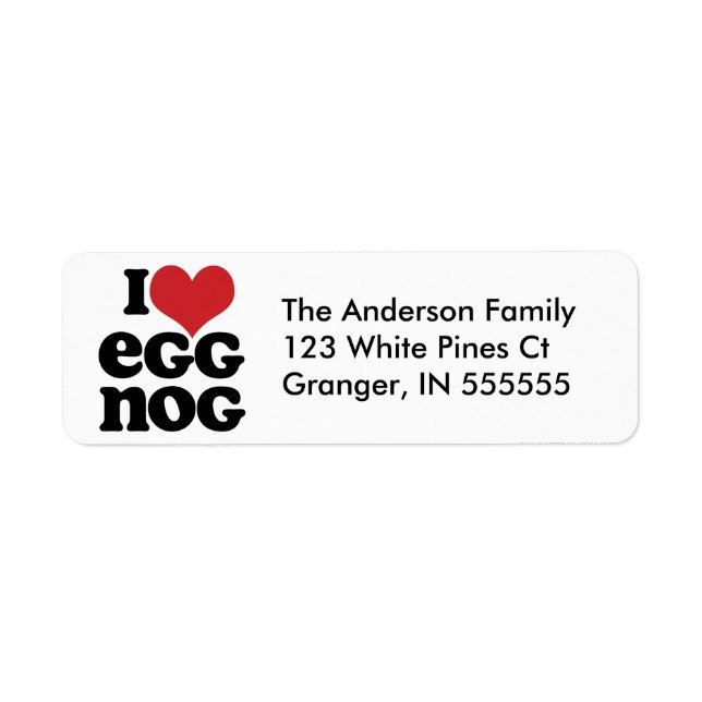 Personalised I Heart Eggnog Address Labels (Front)
