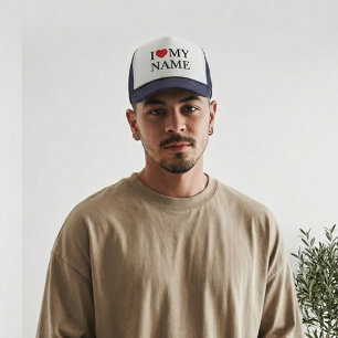Personalised I Heart Hat, Custom Text Baseball Cap