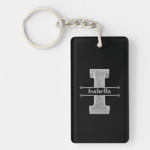 Personalised I Initial Silver Monogram Your Name   Key Ring