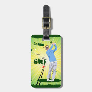 Personalised I Live to Golf Golfer Luggage Tag