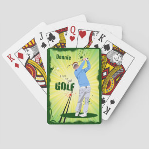 Personalised I Live to Golf Golfer Playing Cards