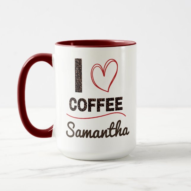 Personalised I Love Coffee Mug Gift for Her (Left)