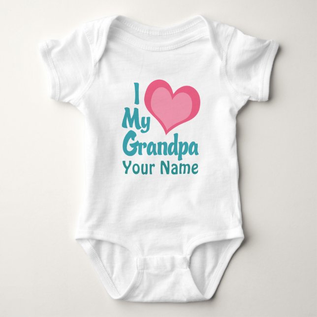 Personalised I Love Grandpa Baby Bodysuit (Front)