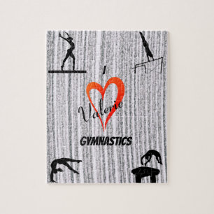 Personalised I Love Gymnastics Heart Jigsaw Puzzle