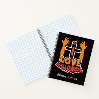 Personalised I Love Halloween Spiral Notebook
