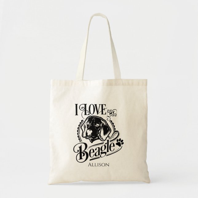 Personalised I Love My Beagle Tote Bag (Front)