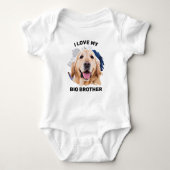 Personalised  I Love My Big Brother Dog Photo Baby Bodysuit (Front)