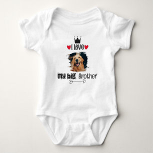 Personalised I Love My Big Brother Dog Photo Baby Bodysuit
