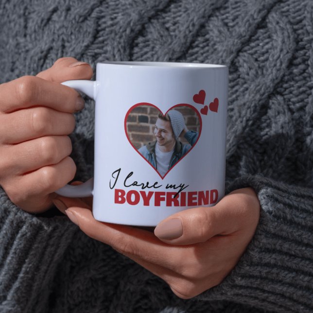 Personalised I Love My Boyfriend Heart Photo Coffee Mug (Personalized I Love My Boyfriend Heart Photo Coffee Mug by Ricaso. Change photograph, great gift )