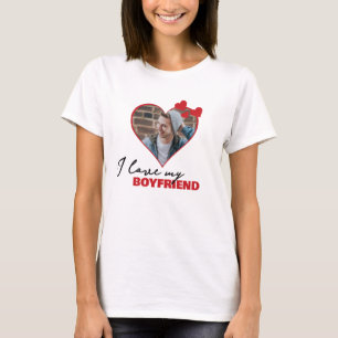 Personalised I Love My Boyfriend Heart Photo T-Shirt