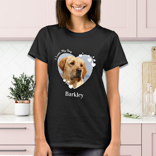 Personalised I Love My Dog Heart Cute Pet Photo T-Shirt