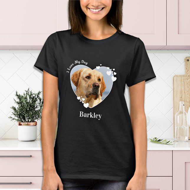 Personalised I Love My Dog Heart Cute Pet Photo T-Shirt (Creator Uploaded)