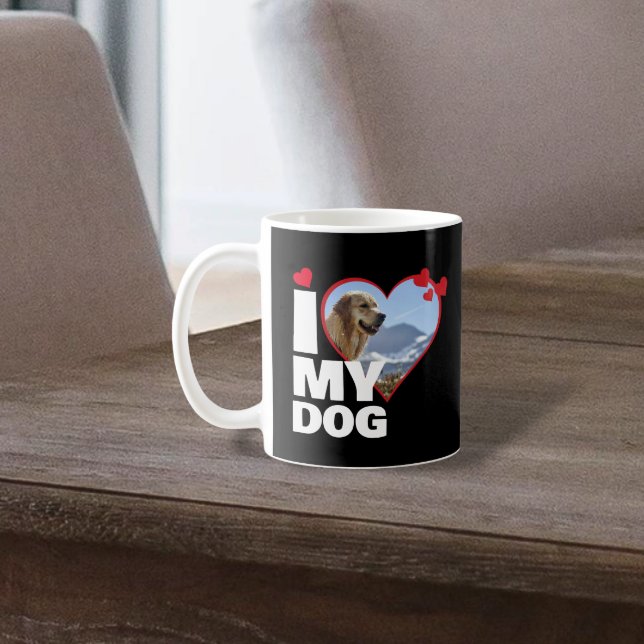 Personalised I Love My Dog Heart Photo Coffee Mug (Personalized I Love My Dog Heart Photo Coffee Mug by Ricaso. Add your own pet photograph to the mug)