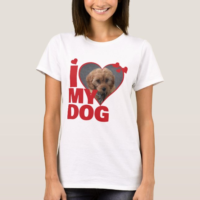Personalised I Love My Dog Heart Photo T-Shirt (Front)