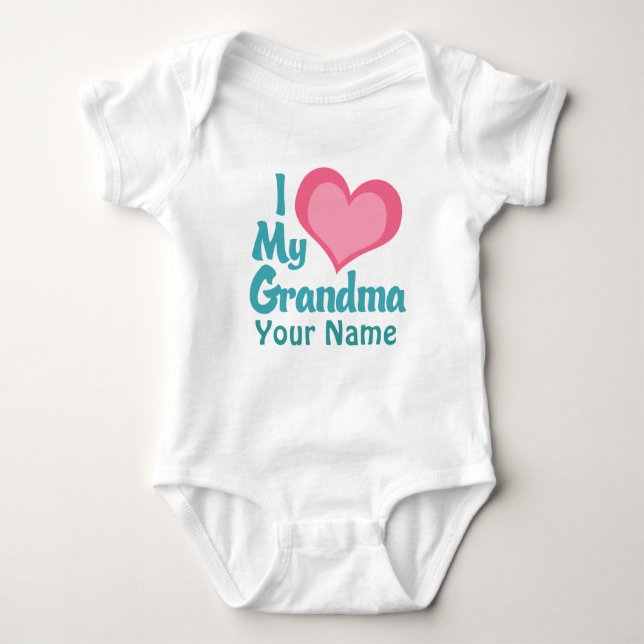 Personalised I Love My Grandma Baby Bodysuit (Front)