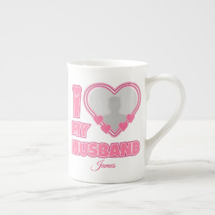 Personalised I Love My Husband – Add Photo & Name Bone China Mug