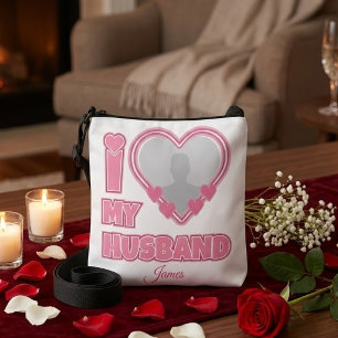 Personalised I Love My Husband – Add Photo & Name Crossbody Bag