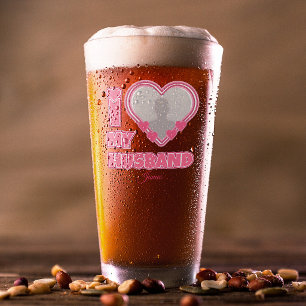 Personalised I Love My Husband – Add Photo & Name Glass