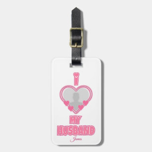 Personalised I Love My Husband – Add Photo & Name Luggage Tag
