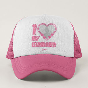 Personalised I Love My Husband – Add Photo & Name Trucker Hat