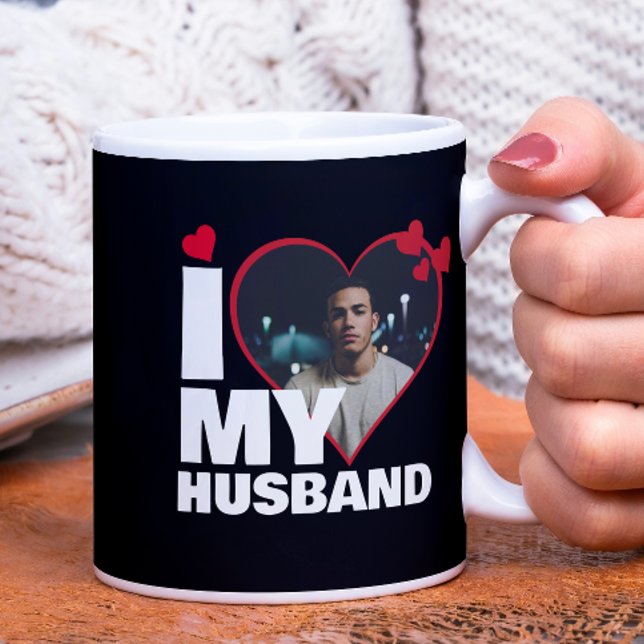Personalised I Love My Husband Heart Photo Coffee Mug (Personalized I Love My Husband Heart Photo Coffee Mug by Ricaso Add your own photograph, great gift)