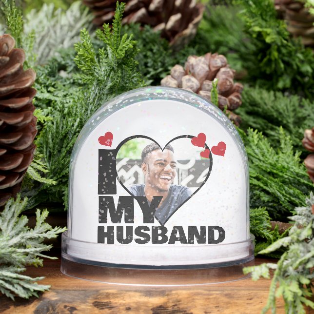 Personalised I Love My Husband Heart Photo Snowglobe (Winter)