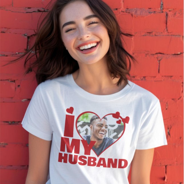 Personalised I Love My Husband Heart Photo T-Shirt (Personalized I Love My Husband Heart Photo T-Shirt by Ricaso. Add your own photograph to this shirt)