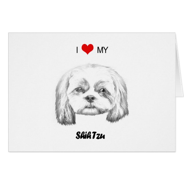 Personalised I Love My Shih Tzu Pencil Sketch (Front Horizontal)