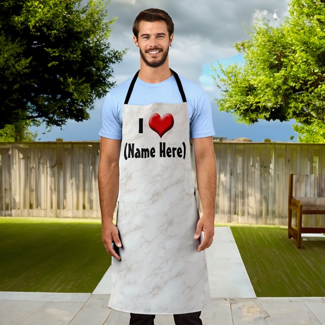 Personalised I Love... Name Valentine's Day Apron (custom personalized bbq grill apron for fathers day)