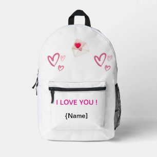Personalised "I Love You" Backpack with Hearts—Cus