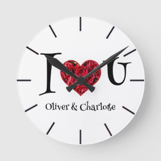Personalised I Love You ❤️ Couple Names Round Clock